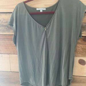 Green Envelope Olive Zipper Tee